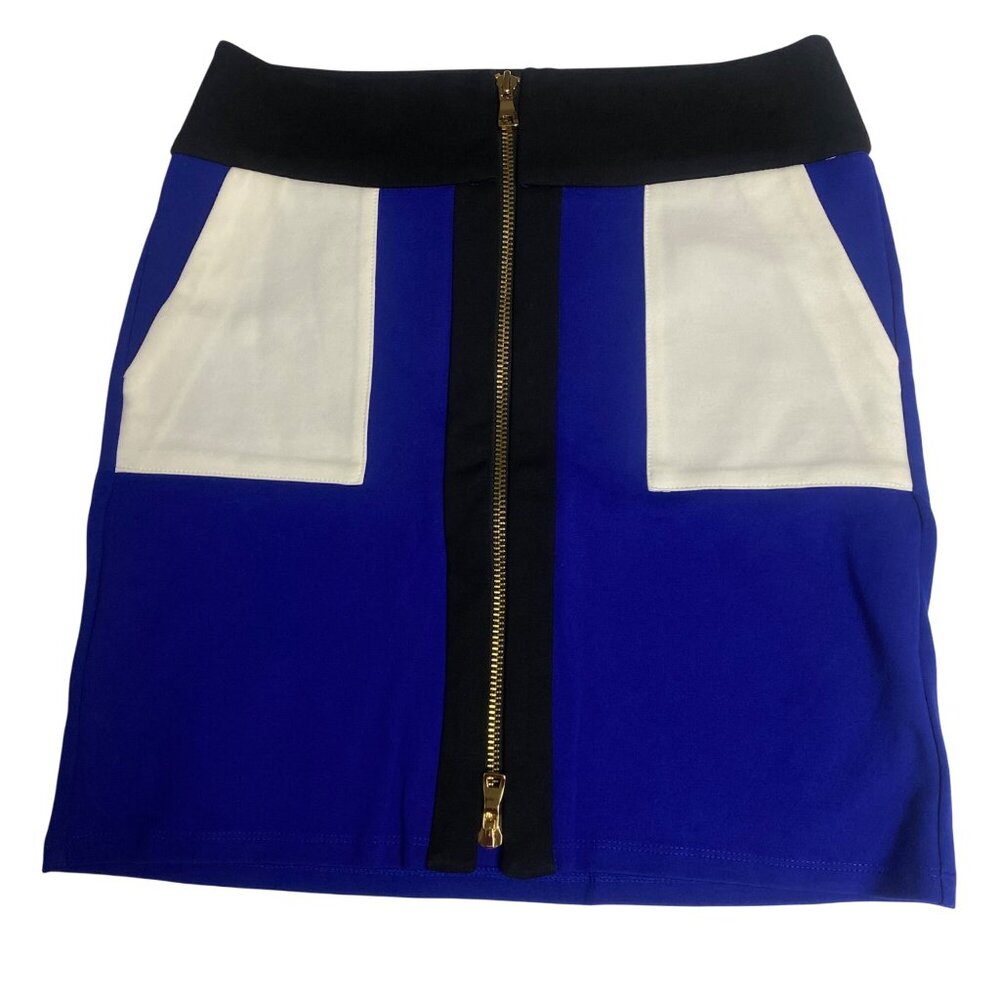 Inc Womens Blue & Black Mini Skirt With‎ Front Pockets & Zipper Closure 4